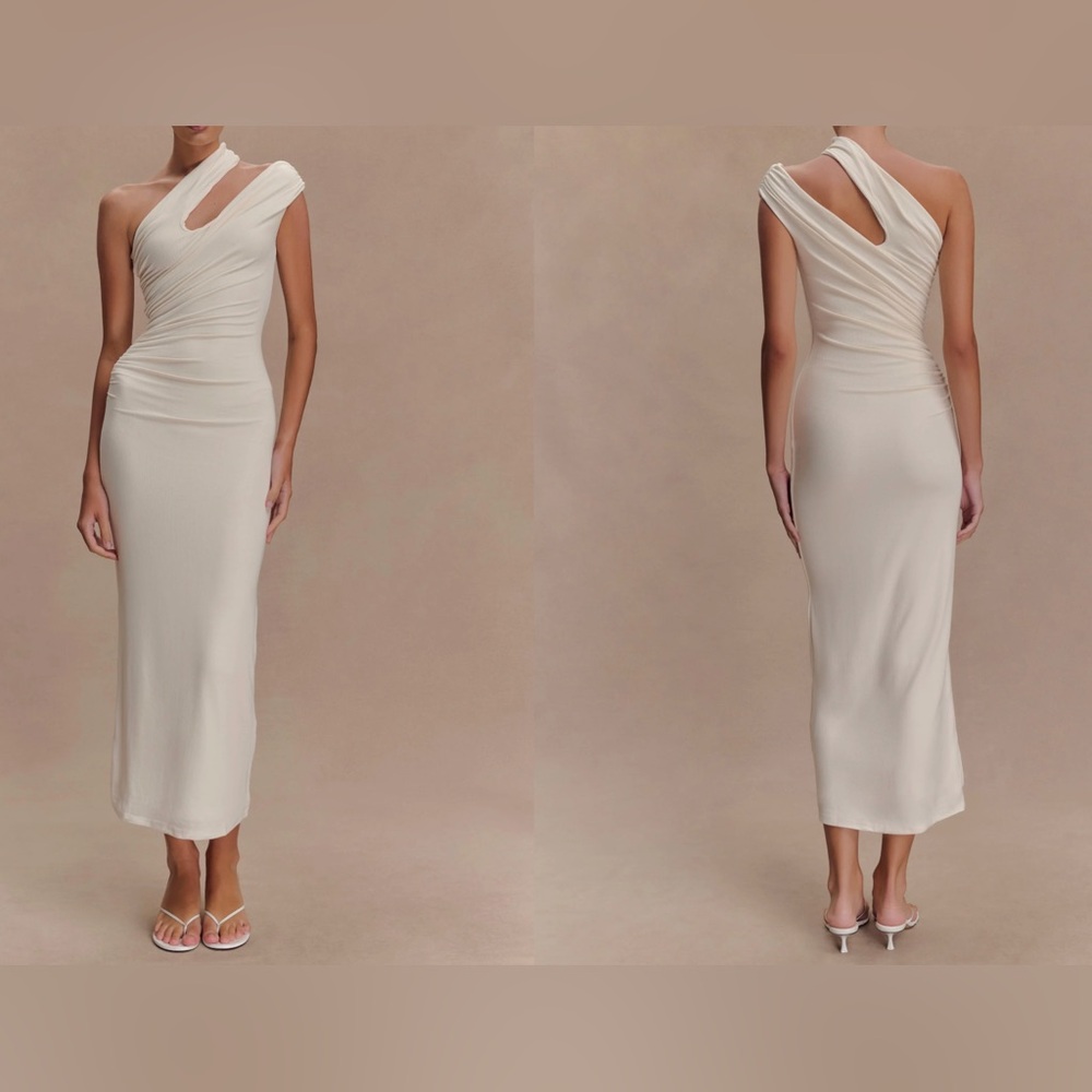 Meshki Anastasia One Shoulder Modal Midi Dress - Ivory, Small
